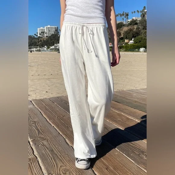 Brandy melville white autumn tie sweatpants